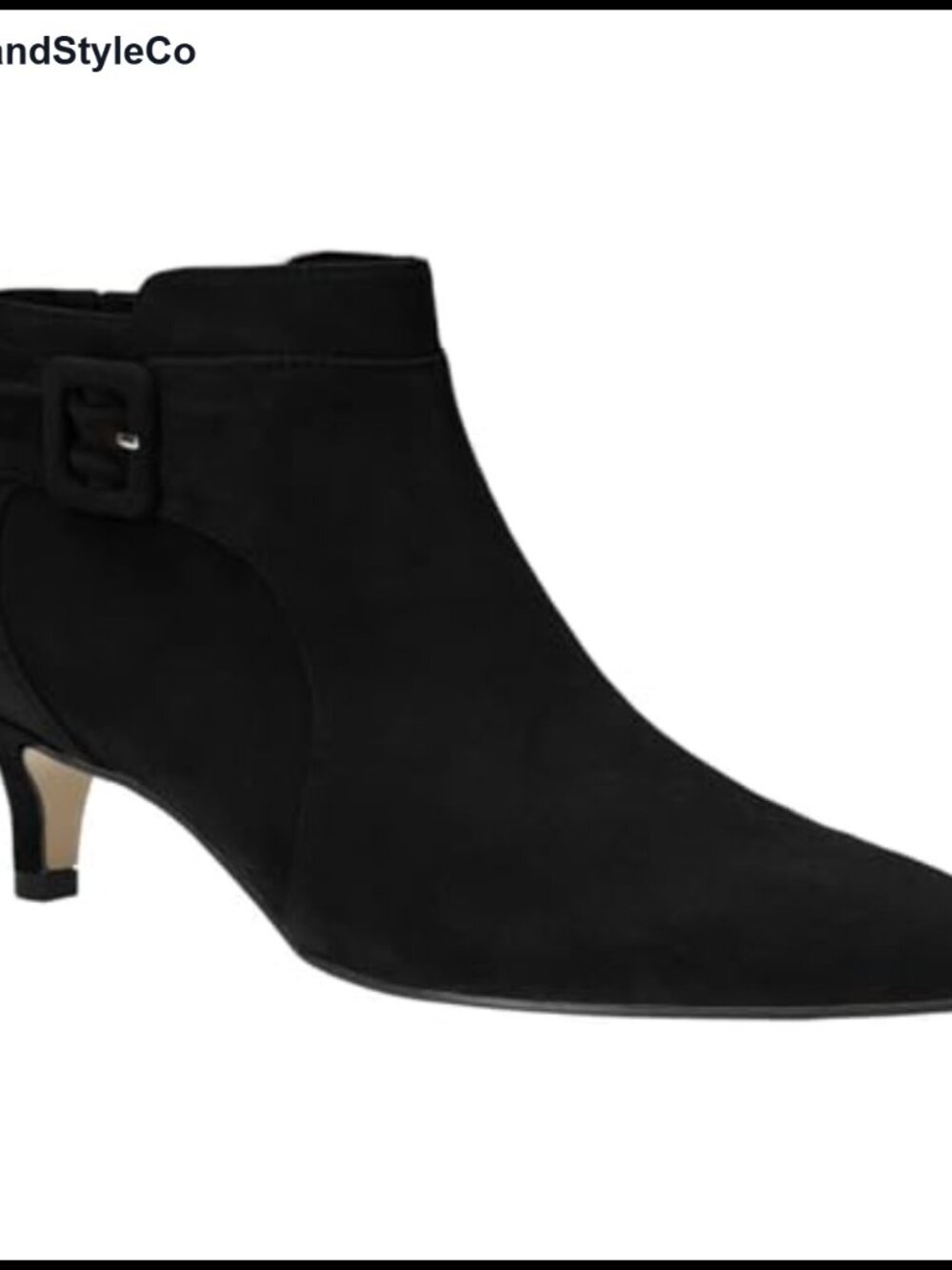 Faux Suede Pointed Toe Ankle Boots Kitten Heels Side Zipper